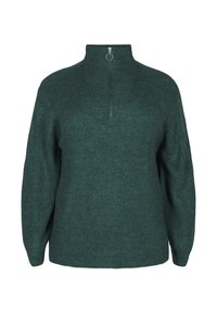 Zizzi FLASH MIT HOHEM KRAGEN UND REISSVERSCHLUSS - Svetr - sea moss mel