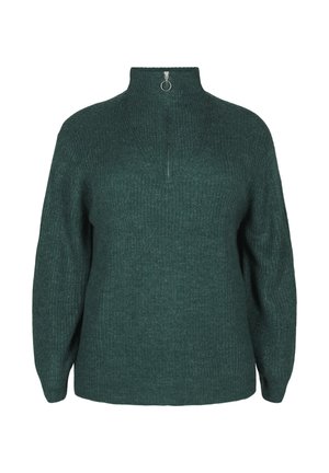 Zizzi FLASH MIT HOHEM KRAGEN UND REISSVERSCHLUSS - Svetr - sea moss mel