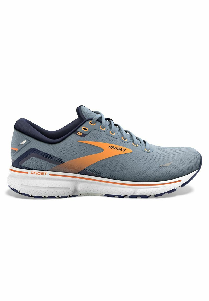 Brooks GHOST 15 Neutral running shoes flintstone peacoat orange pop/light blue Zalando.ie