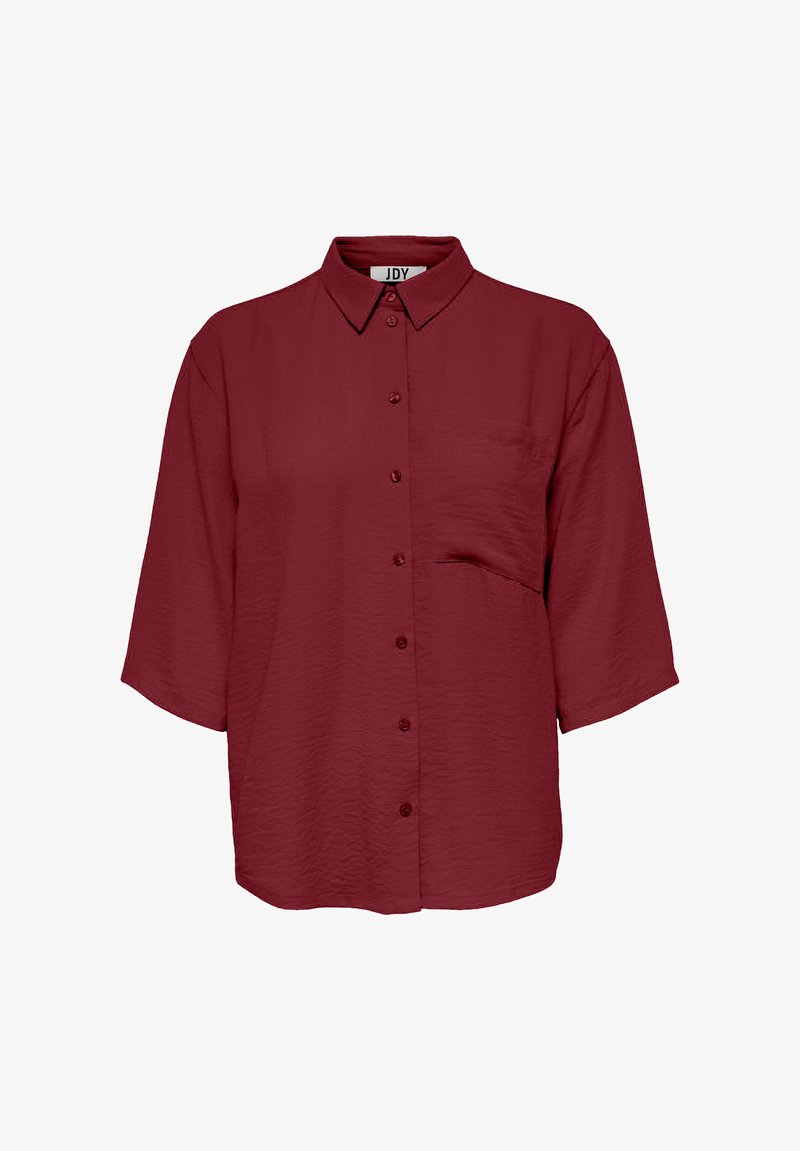 JDY DIVYA 3/4 LOOSE NOOS - Button-down blouse - weinrot