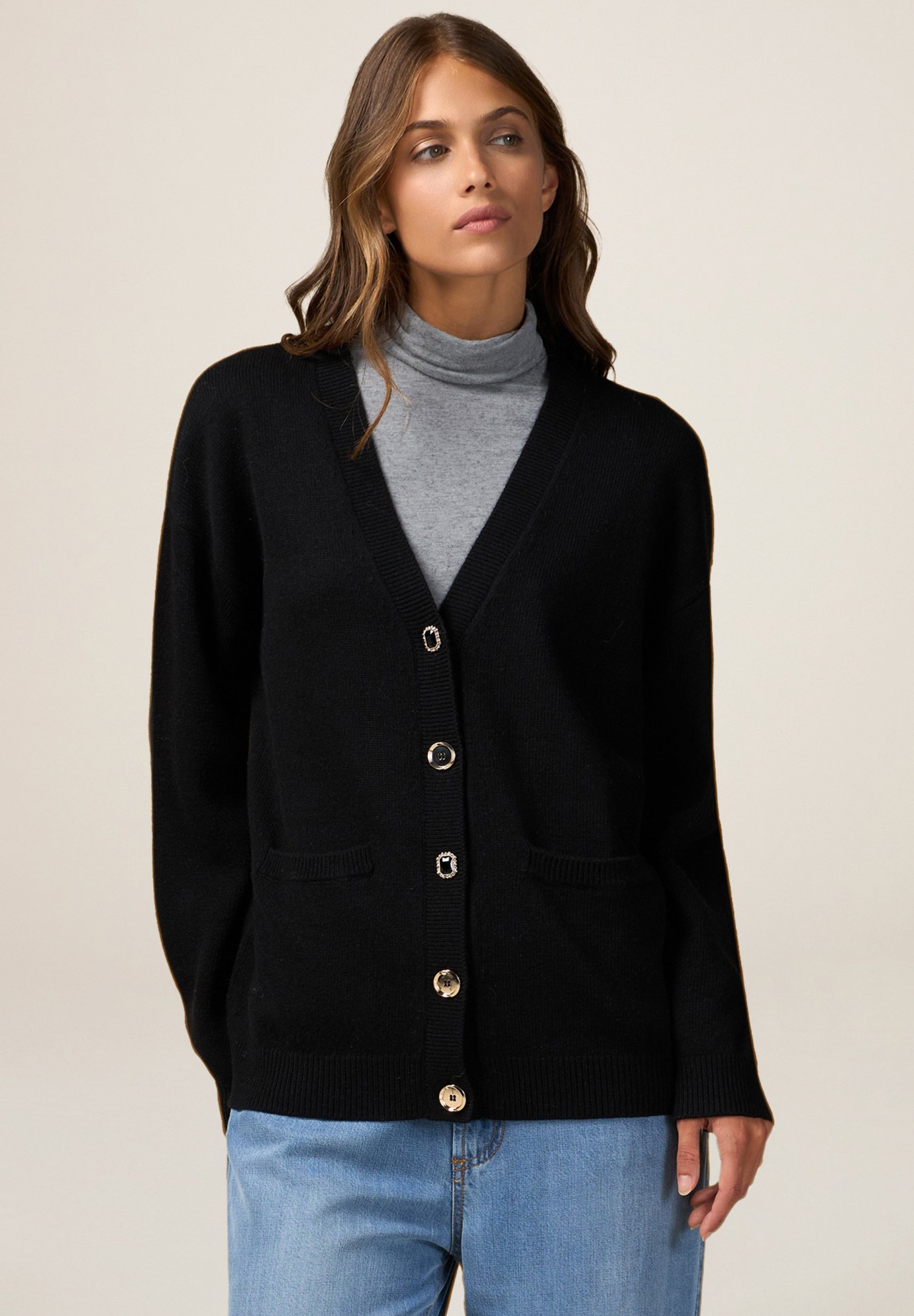 CARLO COLUCCI Cardigan Donna Giacca Taglia IT 46 nero stile casual
