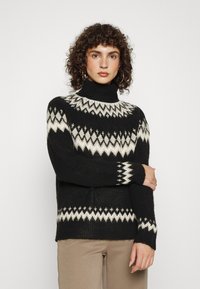 ONLY Tall ONLMARJANA HIGHNECK - Camisola - black/pumice stone/taupe gray