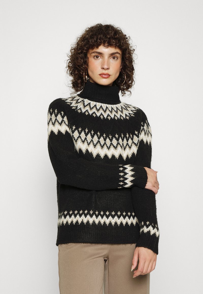 ONLY Tall ONLMARJANA HIGHNECK - Camisola - black/pumice stone/taupe gray