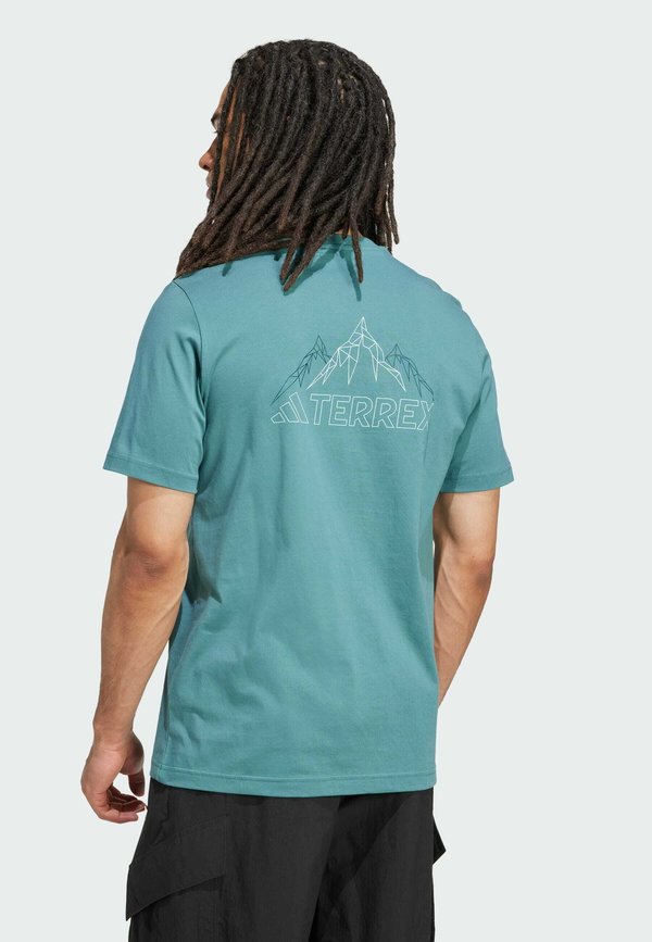 MOUNTAIN - Print T-shirt - preloved teal