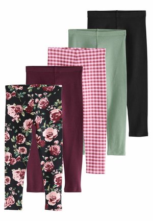 REGULAR FIT - 5 PACK - Leggings - Byxor - floral check berry red