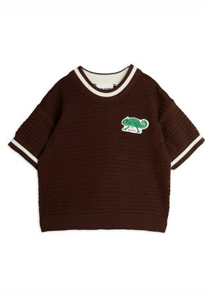 Mini Rodini LIZARD PATCH CROCHET TEE UNISEX - Print T-shirt - brown