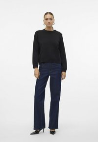 Vero Moda VMSABA O-NECK BUTTON  - Maglione - black