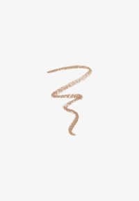 Light brown wavy line drawn on a white background, resembling a loose zigzag or curvy path.