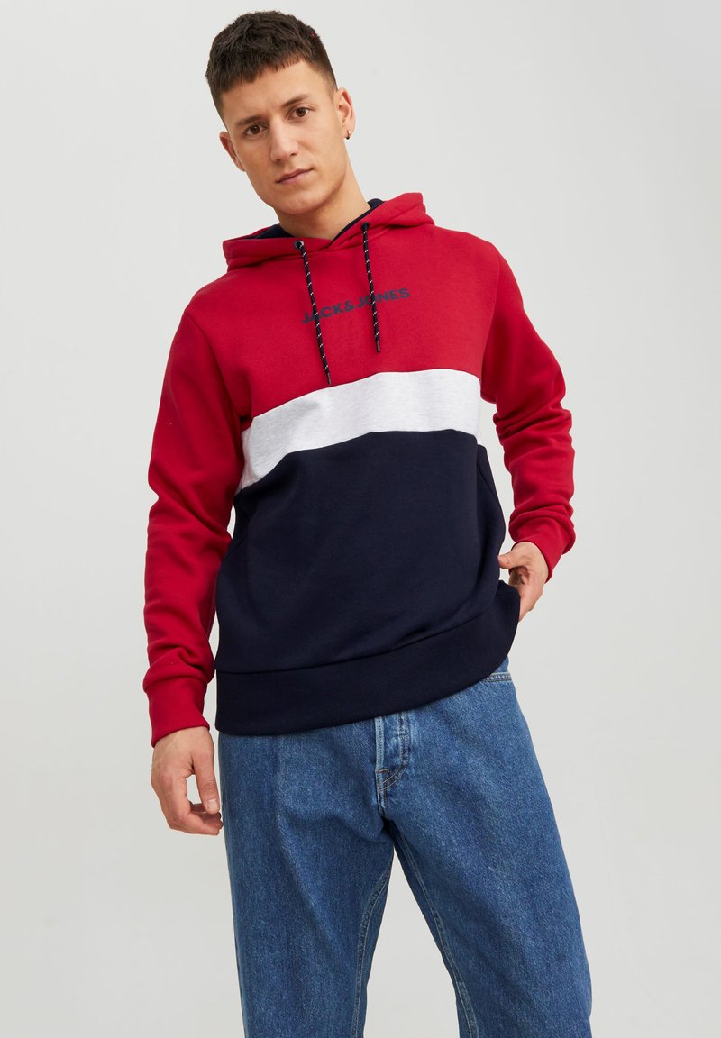 Jack & Jones Pullover Felpa Con Cappuccio JJEREID BLOCKING SWEAT HOOD NOOS