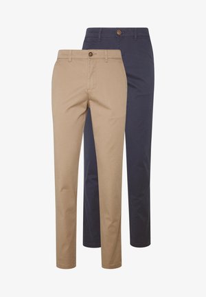 To sæt af slim-fit chinos, et i khaki og et i marine, med knaplukning, lige ben og glat bomuldsstof.