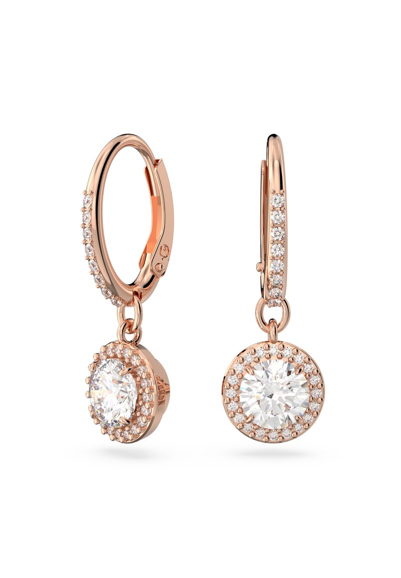 Orecchini a cerchio con cristalli in oro rosa: delicati cerchi con