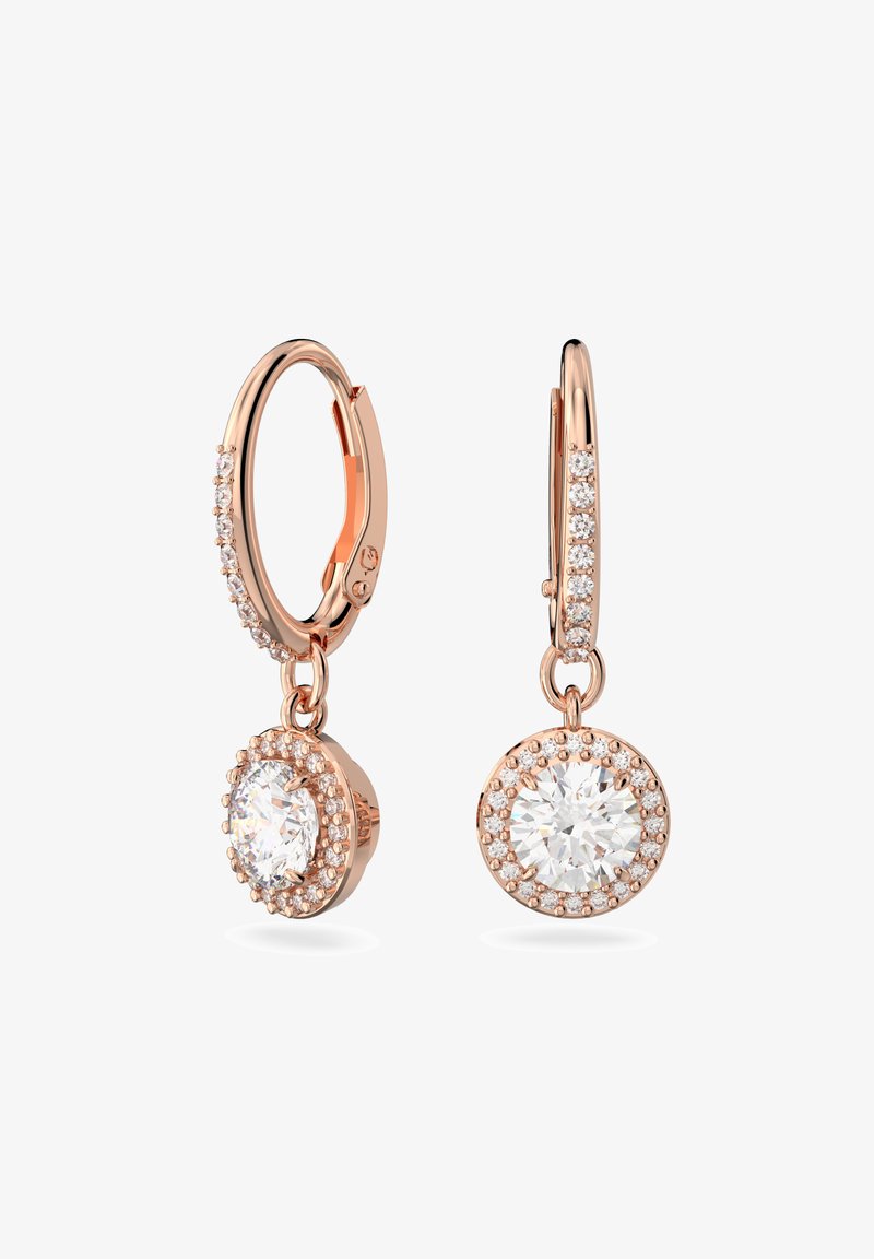 Orecchini a cerchio con cristalli in oro rosa: delicati cerchi con Orecchini a cerchio con cristalli in oro rosa: delicati cerchi con