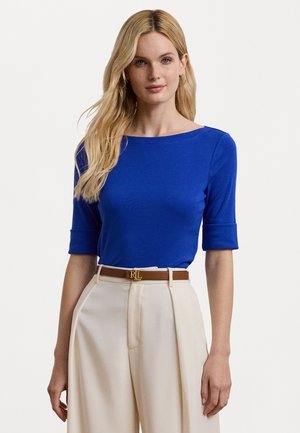 STRETCH COTTON BOATNECK TEE - T-shirts - new sapphire