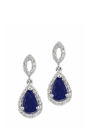 SAPPHIRE AND DIAMOND OVAL DANGLE - Kõrvarõngad - white gold-coloured