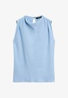 FLOWING LINEN BLEND PLEATED TOP - Blus - light blue
