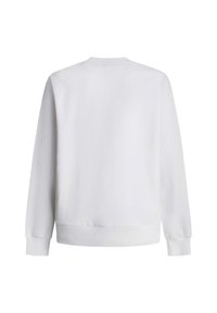 Witte sweatshirt met een ronde hals, lange mouwen, geribbelde boorden en zoom, gemaakt van zachte stof, met een effen textuur zonder patronen.