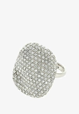 Hõberõngas tekstuurse, ümara disainiga, kaetud väikeste sädelevate kivikestega. Sile pael poleeritud viimistlusega.