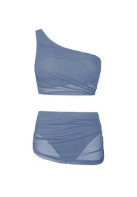 Cupshe ONE SHOULDER SLIGHTLY SHEER  SET - Bikiny - blue grey