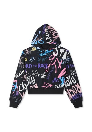 CROP STAMPA GRAFFITI - Felpa con cappuccio - nero