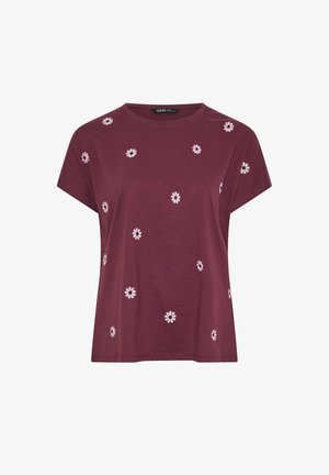 Yours Clothing, T-shirts print - burgundy