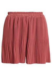 Jupe plissée de couleur rose poussiéreux, en tissu léger. Elle possède une taille élastique et des plis verticaux sur toute la longueur.