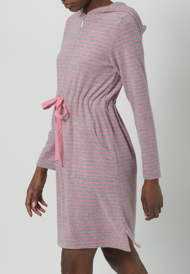 grey and pink dressing gown CALANDO by Zalando - light grey/pink/grey General Fabric: Silk
