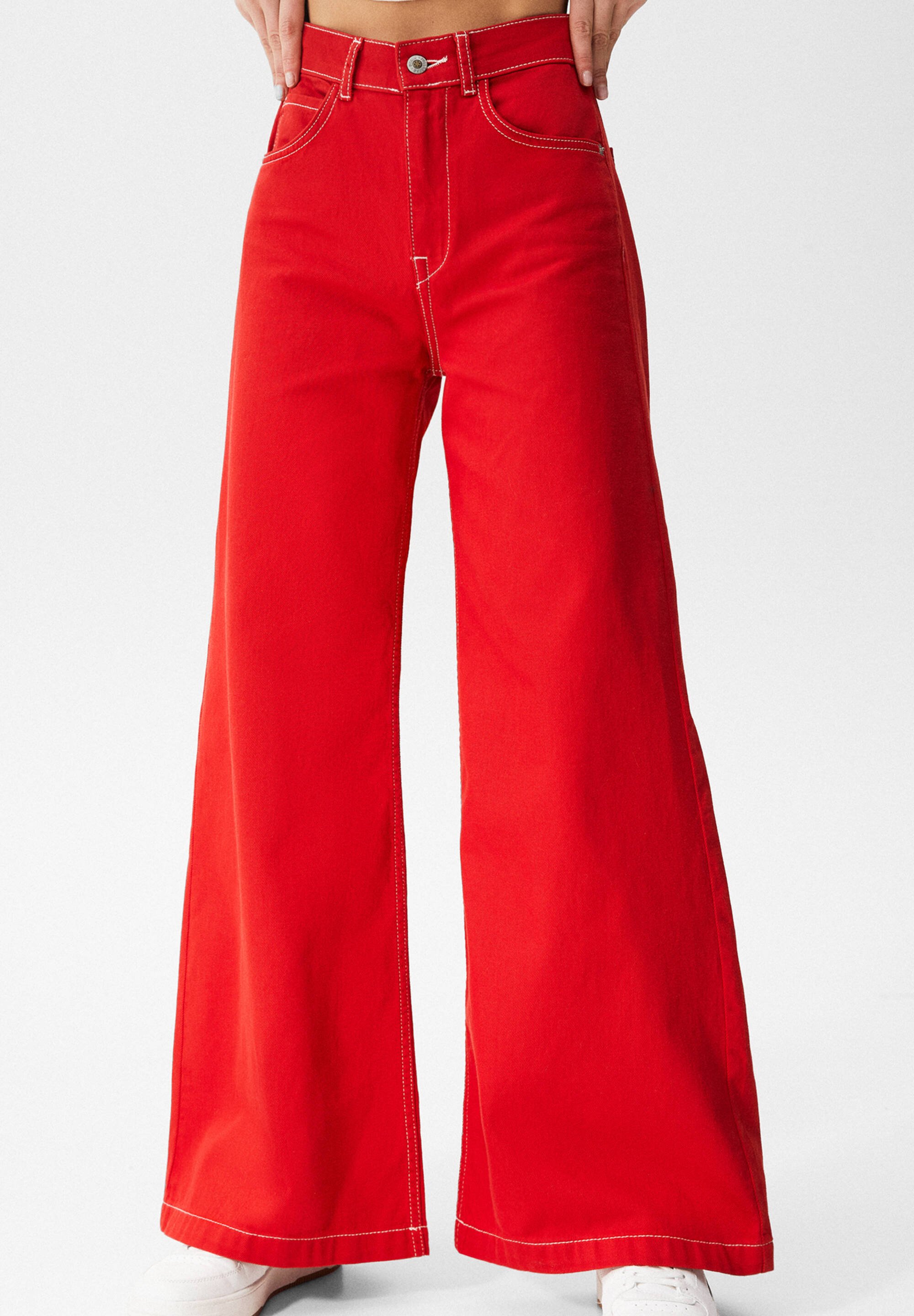 PULL\u0026BEAR HIGH-WAIST RED BELL BOTTOM - Pantaloni - red/rosso - Zalando.it