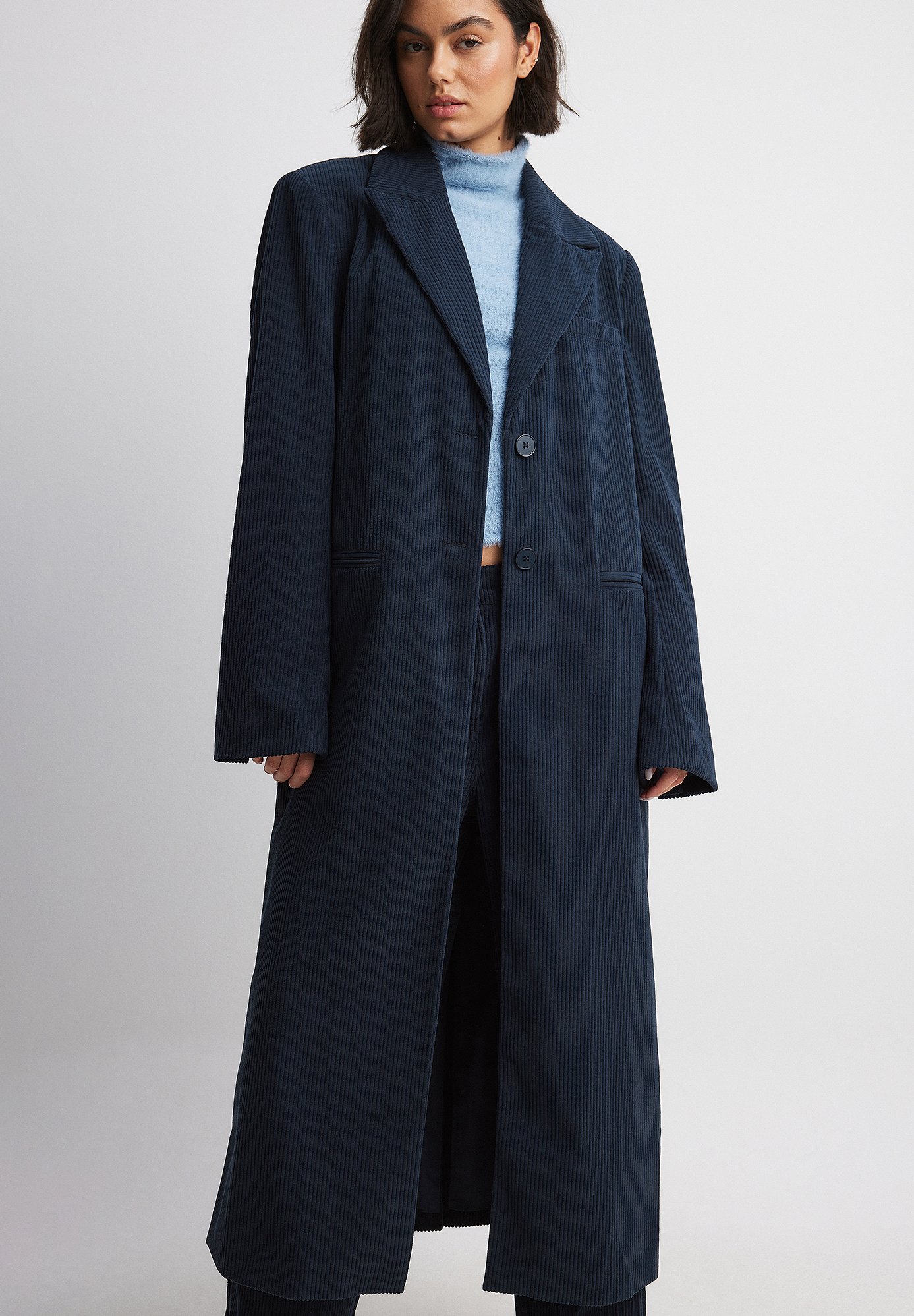 Only Cordmantel Cordmantel Blau Only Straight Fit Cordmantel Mit