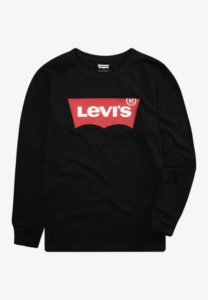 Juodas ilgas rankovėmis marškinėliai pagaminti iš medvilnės, su raudonu Levi's logotipu, kuriuo apipavidalintas baltu kreiviu ant priekio. Išskirtinis apvalios kaklo ir gumuotų rankovių dizainas.