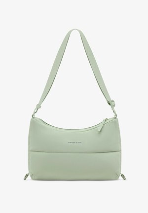 Light green rectangular shoulder bag with adjustable strap, zipper closure, and "Kapten & Son" logo on front center.