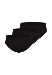 Set di biancheria intima nera in cotone composto da tre paia. Design a vita media con texture liscia, senza cuciture visibili e un logo discreto sulla fascia elastica.