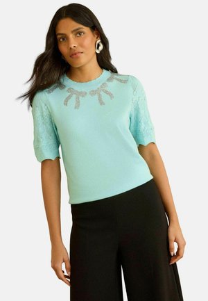 REGULAR FIT - EMBELISHED NECK  - Trükipildiga T-särk - mint green