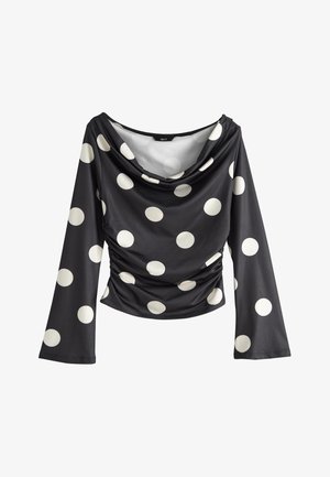 Next, REGULAR FIT - SOFT TOUCH SLINKY DRAPE - Pikkade varrukatega topp - black ecru polka dot