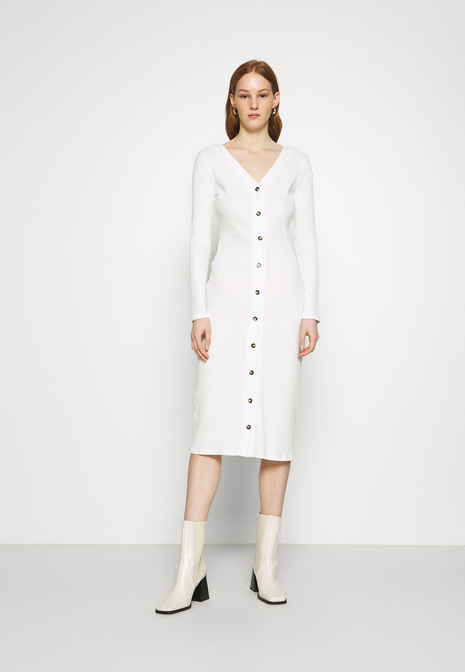 front button white dress