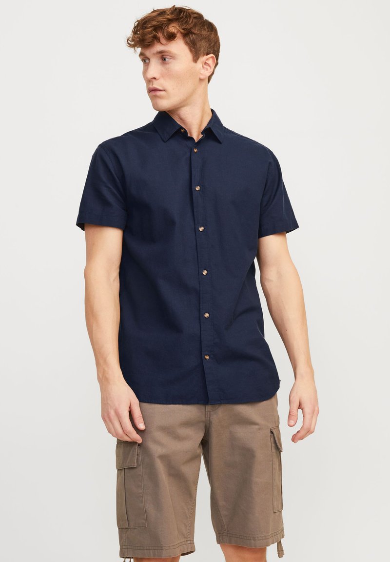 Jack & Jones JJESUMMER LINEN MIX SHIRT - Majica - navy blazer