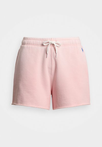 Bermudas em mistura de algodão rosa, com cintura elástica, fecho de cordão e comprimento cropped. Apresenta um pequeno logótipo de lado.