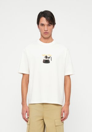SLHRELAXNORMAN COFFEE TEE - T-shirt print - egret
