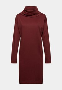 Burgundin pitkähihaisessa mekossa on kauluskaulus, ja se on valmistettu pehmeästä kankaasta. Mekko on rento istuvuus ja keskikokoinen muotoilu ilman näkyviä kuvioita.