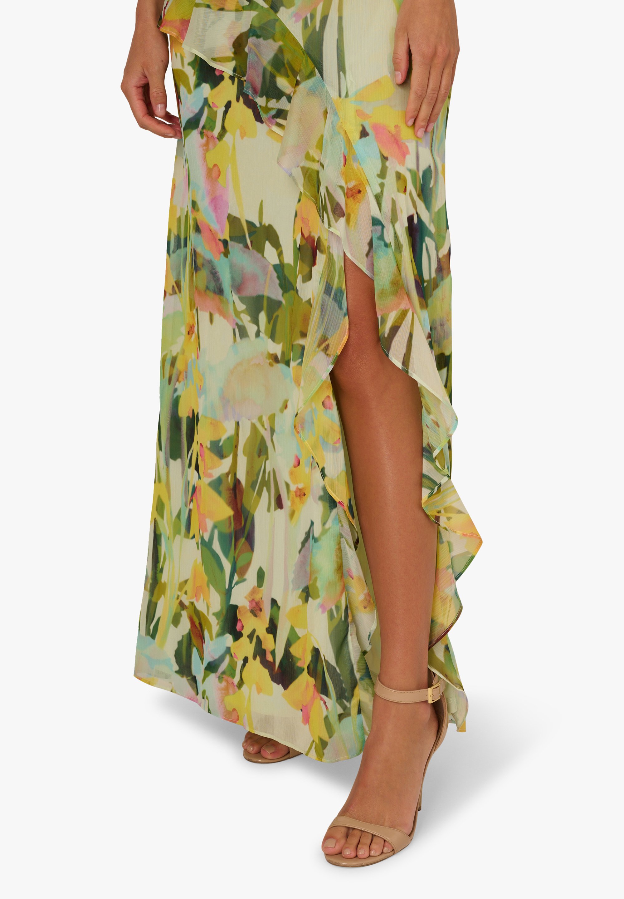 Adrianna Papell PRINTED STRAP CASCADE GOWN - Maxi dress