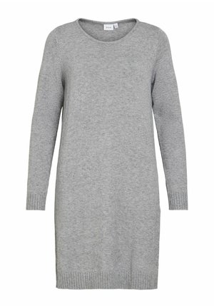 VILA, KNITTED DRESS VIRIL SHORT - Robe pull - medium grey melange