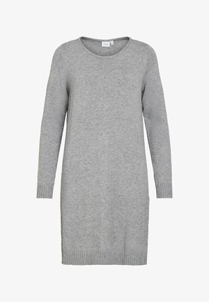 VILA, KNITTED DRESS VIRIL SHORT - Robe pull - medium grey melange