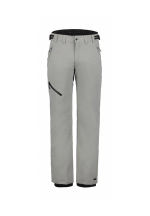 Pantalones exteriores grises con corte recto, que cuentan con bolsillos con cremallera negra y costuras reforzadas. Fabricados con un tejido ligero y duradero.