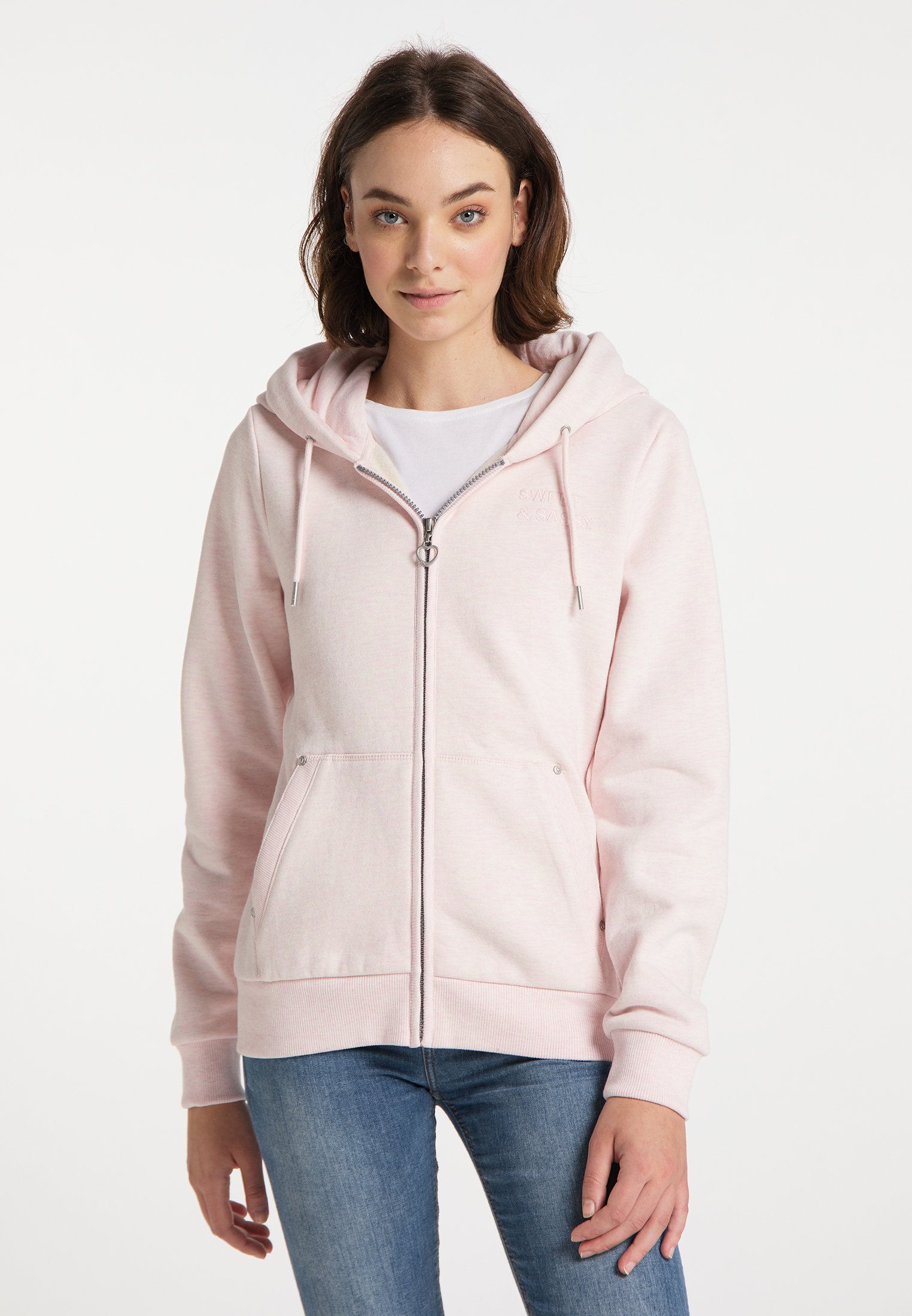 myMo MYMO BLONDA - Zip-up sweatshirt - rosa melange/mottled light pink -  Zalando.de