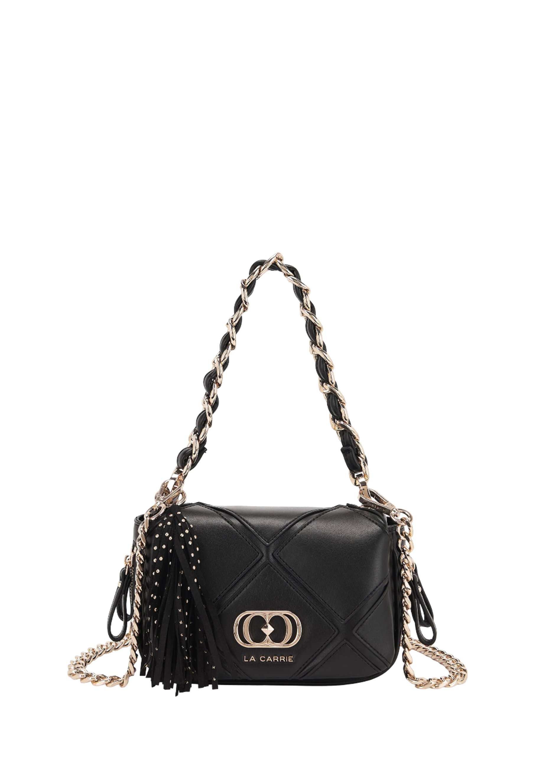 Borsa tracolla pelle con manico removibile NERO/ORO | The Bridge