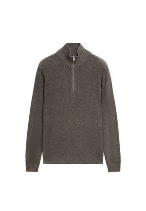 Massimo Dutti, MOCK NECK KNIT SWEATER WITH ZIP - Strickpullover - light brown