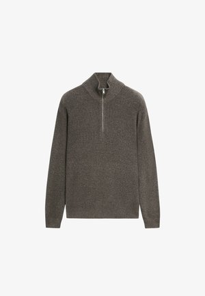 Massimo Dutti, MOCK NECK KNIT SWEATER WITH ZIP - Trui - light brown