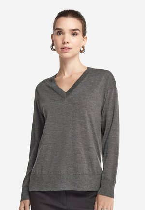 Falconeri ULTRAFINE V-NECK - Striktrøje - grau dark grey melange