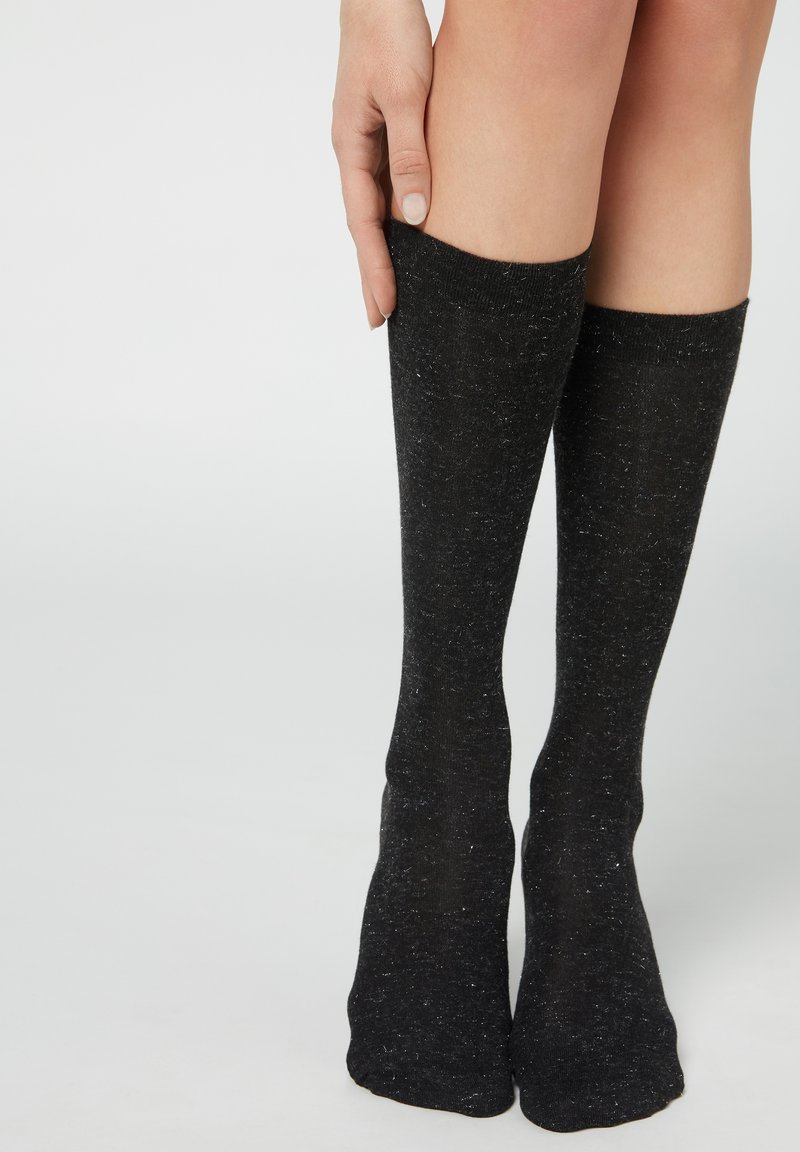 Calzedonia GLITTER - Calcetines hasta la rodilla - latte st.stars