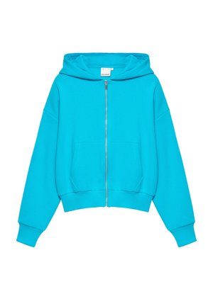 PULL&BEAR, TURQUOISE ZIP-UP HOODIE-HOODIE - Sweat zippé - turquoise