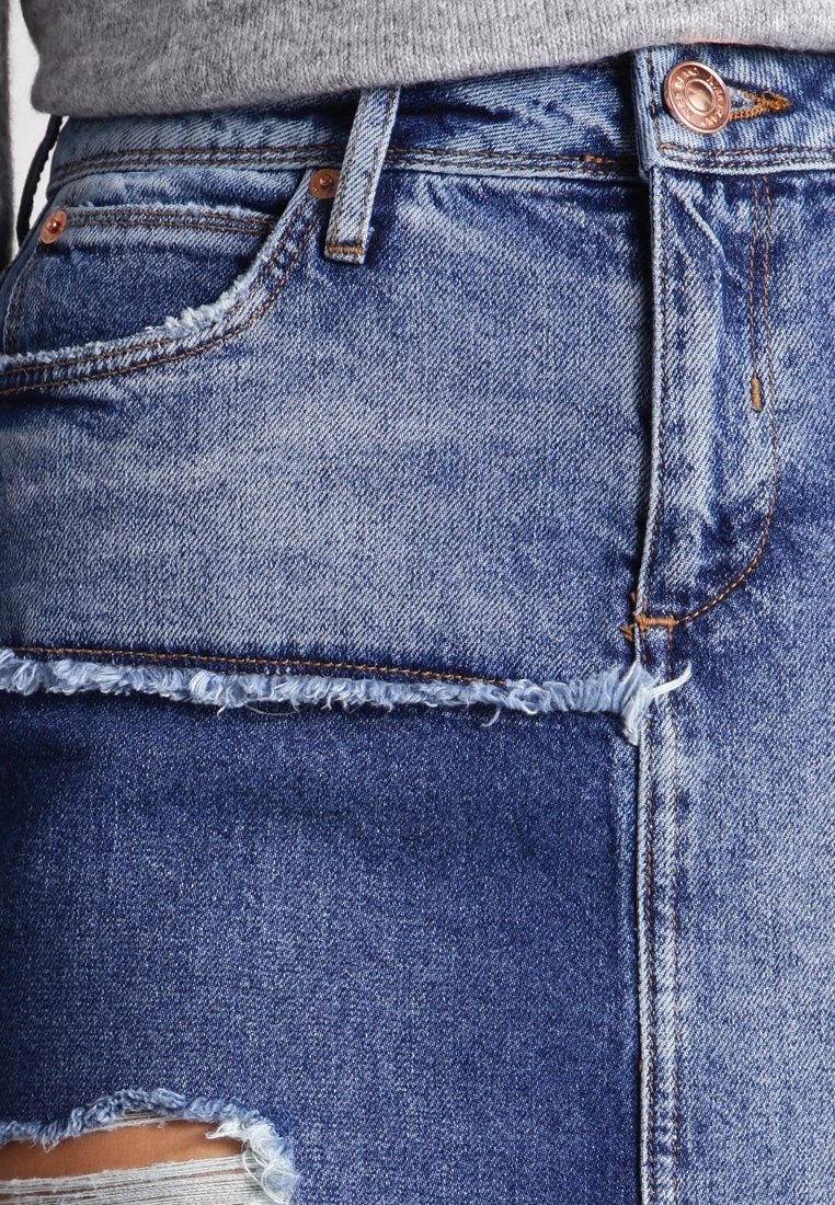 Jupe En Jean River Island Vert - Taille 12 Courte En Coton Denim - Neuf Sans Étiquettes